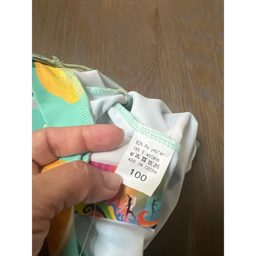 Kids NWT Lemon Floral Long-Sleeve One-Piece Swimsuit, Toddler 2T-3T